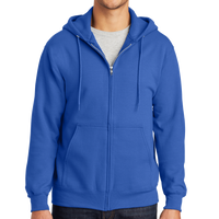 Port & Co Tall Essential Fleece Full Zip Hooded Sweatshirt, Royal, Front view