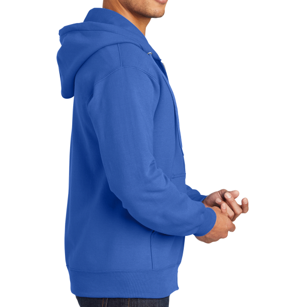 Port & Co Tall Essential Fleece Full Zip Hooded Sweatshirt, Royal, Right Sleeve view