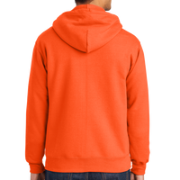 Port & Co Tall Essential Fleece Full Zip Hooded Sweatshirt, Safety Orange, Back view