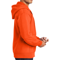 Port & Co Tall Essential Fleece Full Zip Hooded Sweatshirt, Safety Orange, Right Sleeve view