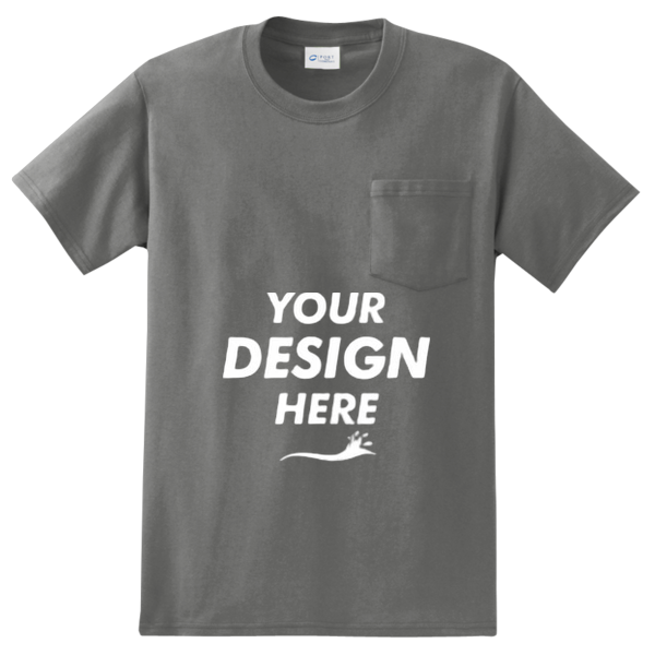 Port & Co Tall Essential Pocket Tee, Charcoal, Front view, Mockup