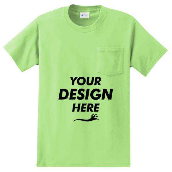 Port & Co Tall Essential Pocket Tee, Lime, Front view, Mockup