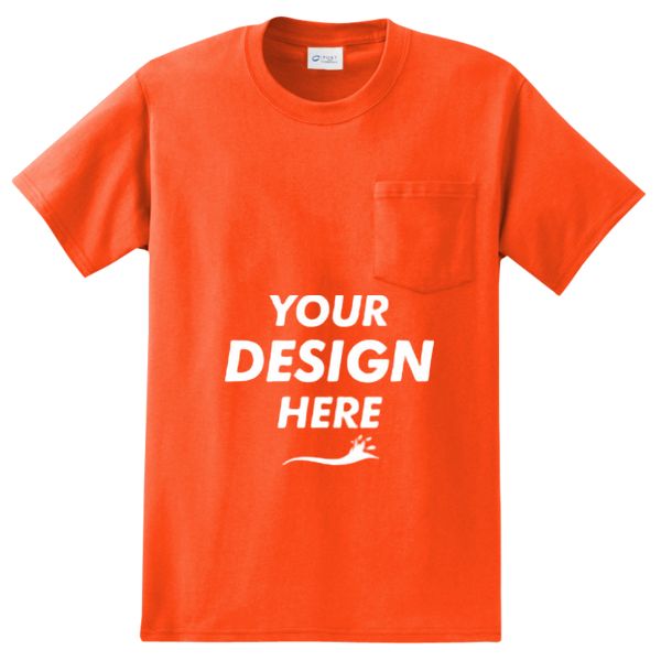 Port & Co Tall Essential Pocket Tee, Orange, Front view, Mockup