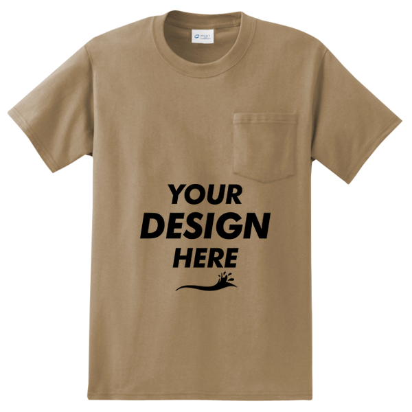 Port & Co Tall Essential Pocket Tee, Sand, Front view, Mockup