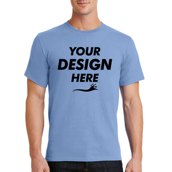 Port & Co Tall Essential Tee, Light Blue, Front view, Mockup
