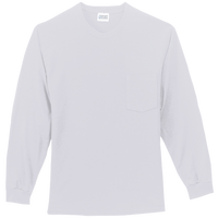 Port & Co Tall Long Sleeve Essential Pocket Tee, Ash, Front view