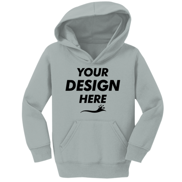 Port & Co Toddler Core Fleece Pullover Hooded Sweatshirt, Athletic Heather, Front view, Mockup