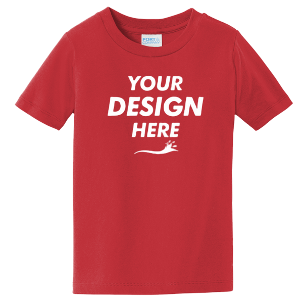Port & Co Toddler Fan Favorite Tee, Bright Red, Front view, Mockup
