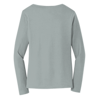 Port & Co Women's Long Sleeve Fan Favorite V Neck Tee, Athletic Heather, Back view