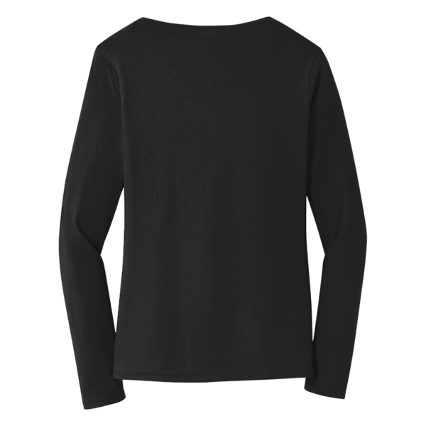 Port & Co Women's Long Sleeve Fan Favorite V Neck Tee, Jet Black, Back view
