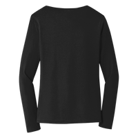 Port & Co Women's Long Sleeve Fan Favorite V Neck Tee, Jet Black, Back view