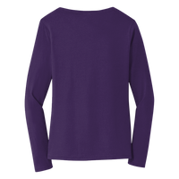 Port & Co Women's Long Sleeve Fan Favorite V Neck Tee, Team Purple, Back view