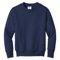 Port & Co Youth Core Fleece Crewneck Sweatshirt, Navy, Front view