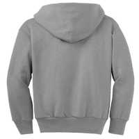 Port & Co Youth Core Fleece Full Zip Hooded Sweatshirt, Athletic Heather, Back view