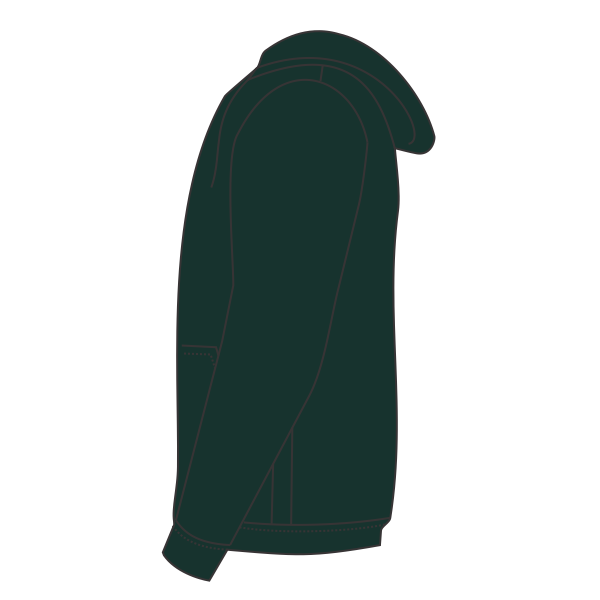 Port & Co Youth Core Fleece Full Zip Hooded Sweatshirt, Dark Green, Left Sleeve view