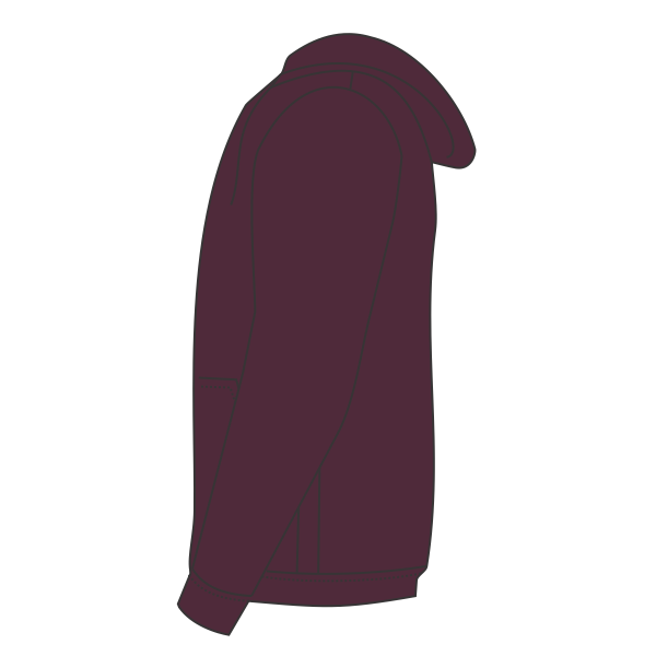 Port & Co Youth Core Fleece Full Zip Hooded Sweatshirt, Maroon, Left Sleeve view