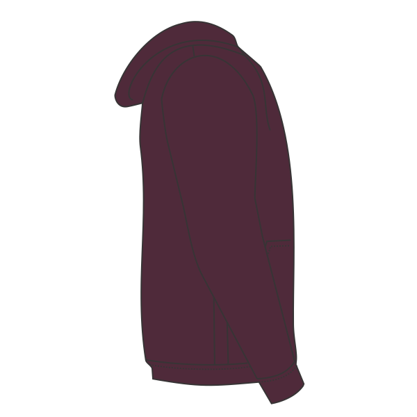 Port & Co Youth Core Fleece Full Zip Hooded Sweatshirt, Maroon, Right Sleeve view