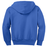 Port & Co Youth Core Fleece Full Zip Hooded Sweatshirt, Royal, Back view