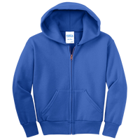 Port & Co Youth Core Fleece Full Zip Hooded Sweatshirt, Royal, Front view