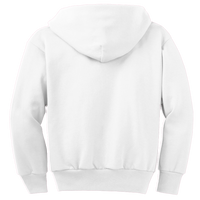 Port & Co Youth Core Fleece Full Zip Hooded Sweatshirt, White, Back view