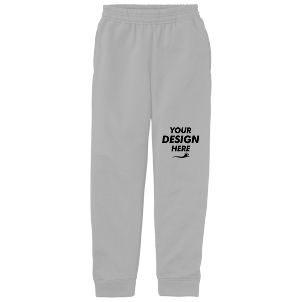 Port & Co Youth Core Fleece Jogger, Athletic Heather, Front view, Mockup