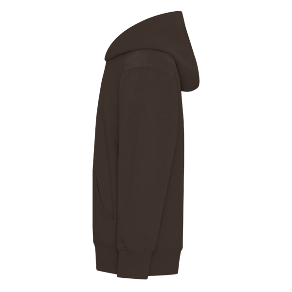 Port & Co Youth Core Fleece Pullover Hooded Sweatshirt, Dark Chocolate Brown, Left Sleeve view