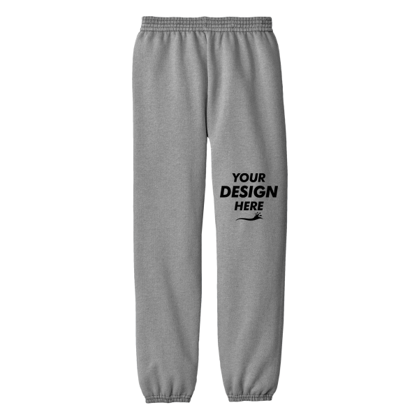 Port & Co Youth Core Fleece Sweatpant, Athletic Heather, Front view, Mockup