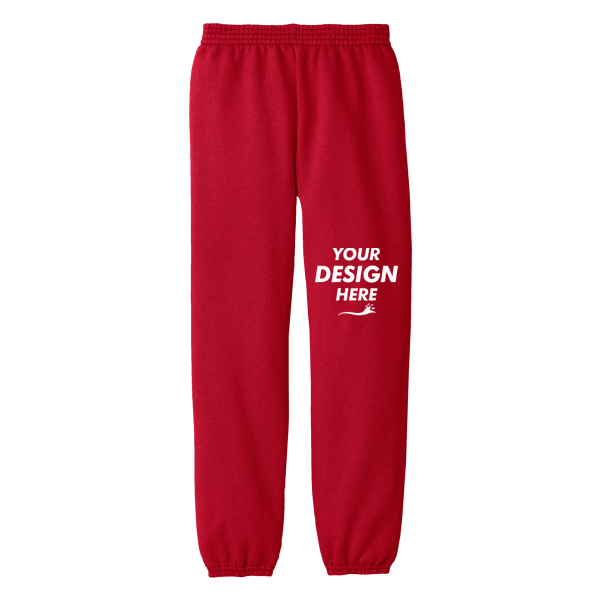 Port & Co Youth Core Fleece Sweatpant, Red, Front view, Mockup