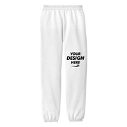 Port & Co Youth Core Fleece Sweatpant, White, Front view, Mockup