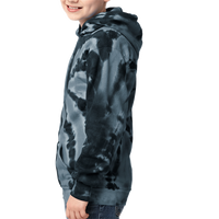 Port & Co Youth Tie Dye Pullover Hooded Sweatshirt, Black, Youth Left Sleeve (Long) view