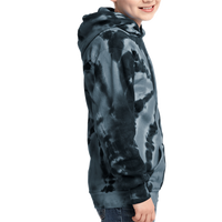 Port & Co Youth Tie Dye Pullover Hooded Sweatshirt, Black, Youth Right Sleeve (Long) view