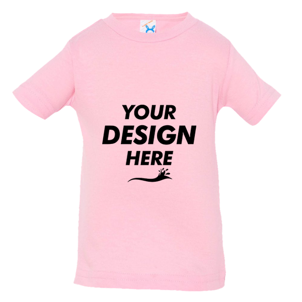 Rabbit Skins Infant Fine Jersey Tee, Pink, Front view, Mockup