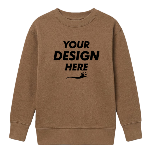 Rabbit Skins Toddler Fleece Crewneck Sweatshirt, Coyote Brown, Front view, Mockup