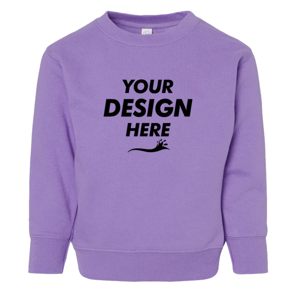Rabbit Skins Toddler Fleece Crewneck Sweatshirt, Lavender, Front view, Mockup
