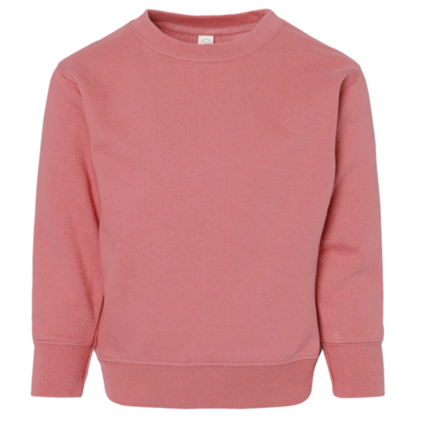 Rabbit Skins Toddler Fleece Crewneck Sweatshirt, Mauvelous, Front view