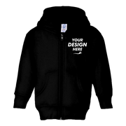 Rabbit Skins Toddler Full-Zip Fleece Hoodie, Black, Front view, Mockup