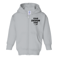 Rabbit Skins Toddler Full-Zip Fleece Hoodie, Heather, Front view, Mockup