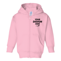 Rabbit Skins Toddler Full-Zip Fleece Hoodie, Pink, Front view, Mockup