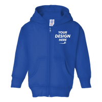 Rabbit Skins Toddler Full-Zip Fleece Hoodie, Royal, Front view, Mockup