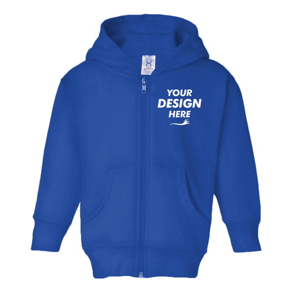 Rabbit Skins Toddler Full-Zip Fleece Hoodie, Royal, Front view, Mockup