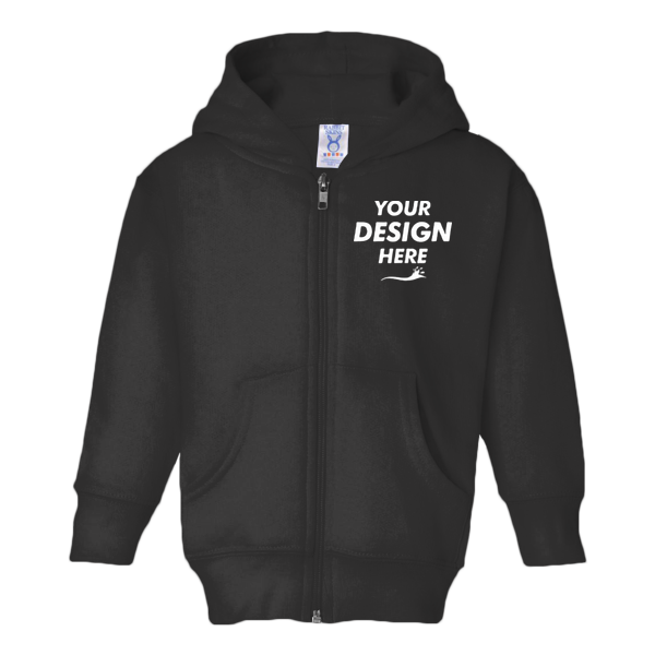 Rabbit Skins Toddler Full-Zip Fleece Hoodie, Vintage Smoke, Front view, Mockup