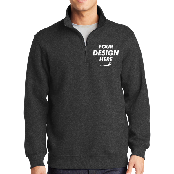 Sport Tek 1/4 Zip Sweatshirt, Graphite Heather, Front view, Mockup