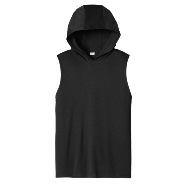 Sport Tek Competitor Sleeveless Hoodie, Black, Front view