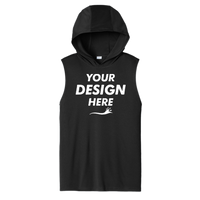 Sport Tek Competitor Sleeveless Hoodie, Black, Front view, Mockup