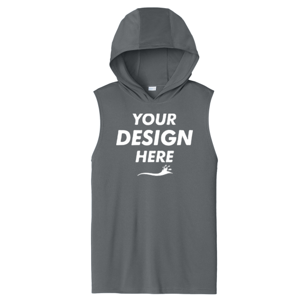 Sport Tek Competitor Sleeveless Hoodie, Iron Grey, Front view, Mockup