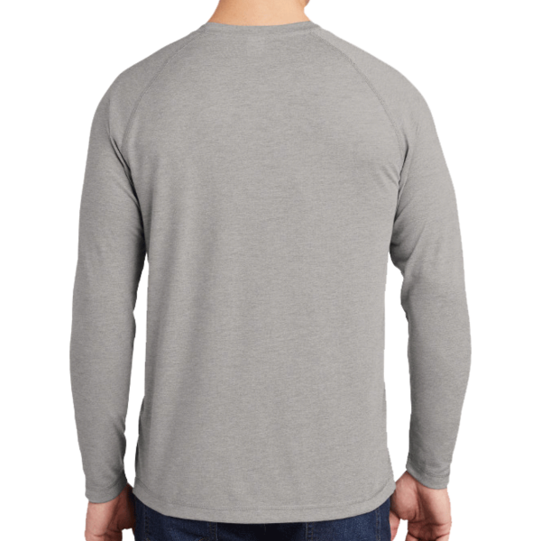 Sport Tek PosiCharge ® Long Sleeve Tri Blend Wicking Raglan Tee, Light Grey Heather / Light Grey Heather, Back view