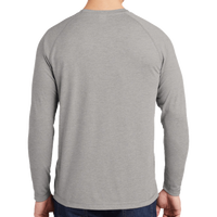 Sport Tek PosiCharge ® Long Sleeve Tri Blend Wicking Raglan Tee, Light Grey Heather / Light Grey Heather, Back view