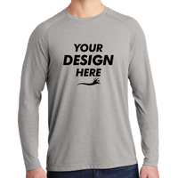 Sport Tek PosiCharge ® Long Sleeve Tri Blend Wicking Raglan Tee, Light Grey Heather / Light Grey Heather, Front view, Mockup