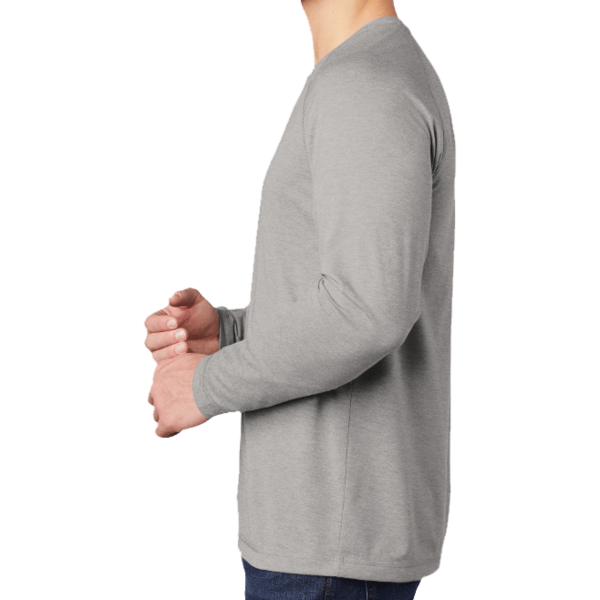 Sport Tek PosiCharge ® Long Sleeve Tri Blend Wicking Raglan Tee, Light Grey Heather / Light Grey Heather, Left Sleeve view
