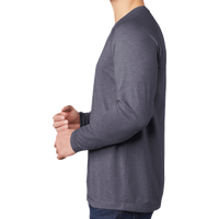 Sport Tek PosiCharge ® Long Sleeve Tri Blend Wicking Raglan Tee, True Navy Heather / True Navy Heather, Left Sleeve view